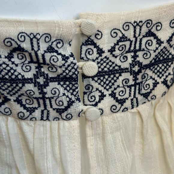 Bec & Bridge Cream Blue Embroidered Tassel Tie Open Back Sleeveless Top sz 4 EUC - Picture 7 of 10